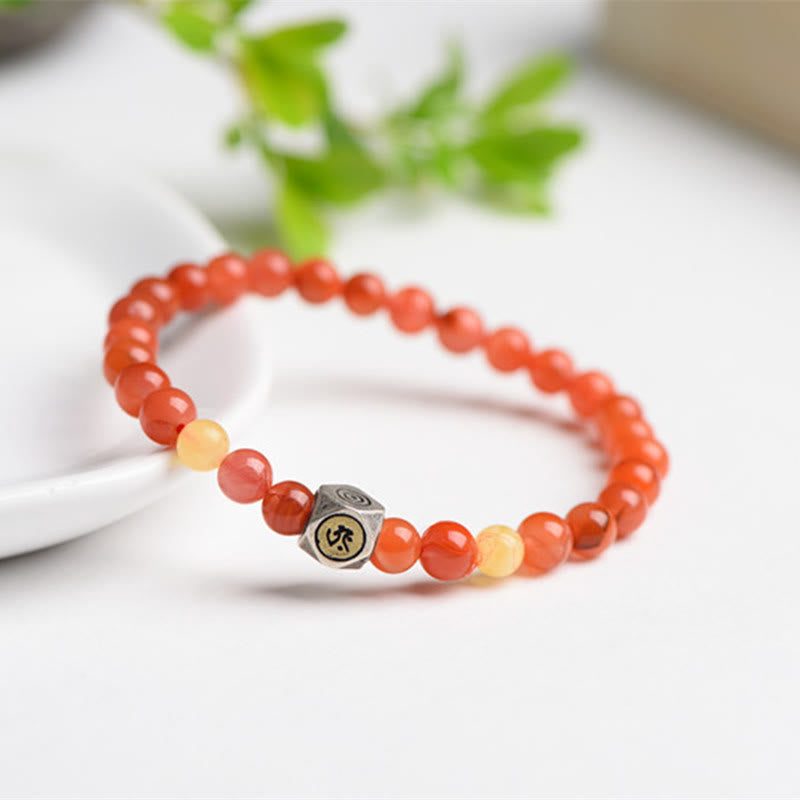 6 mm großes Armband zur Selbstakzeptanz mit chinesischem Tierkreiszeichen und rotem Achat