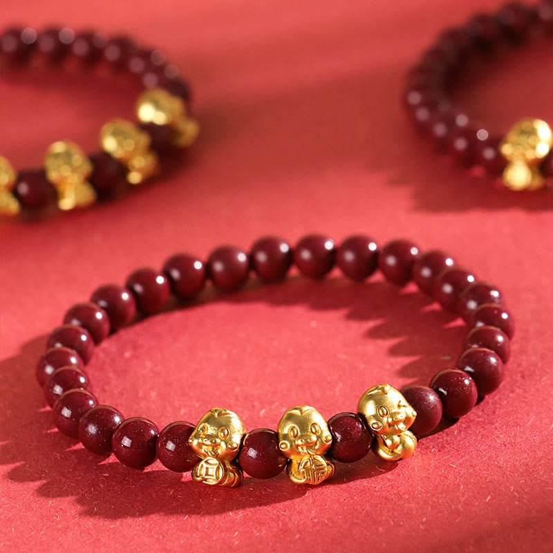 6 mm Zinnober-Armband aus Sterlingsilber „Jahr der Schlange“