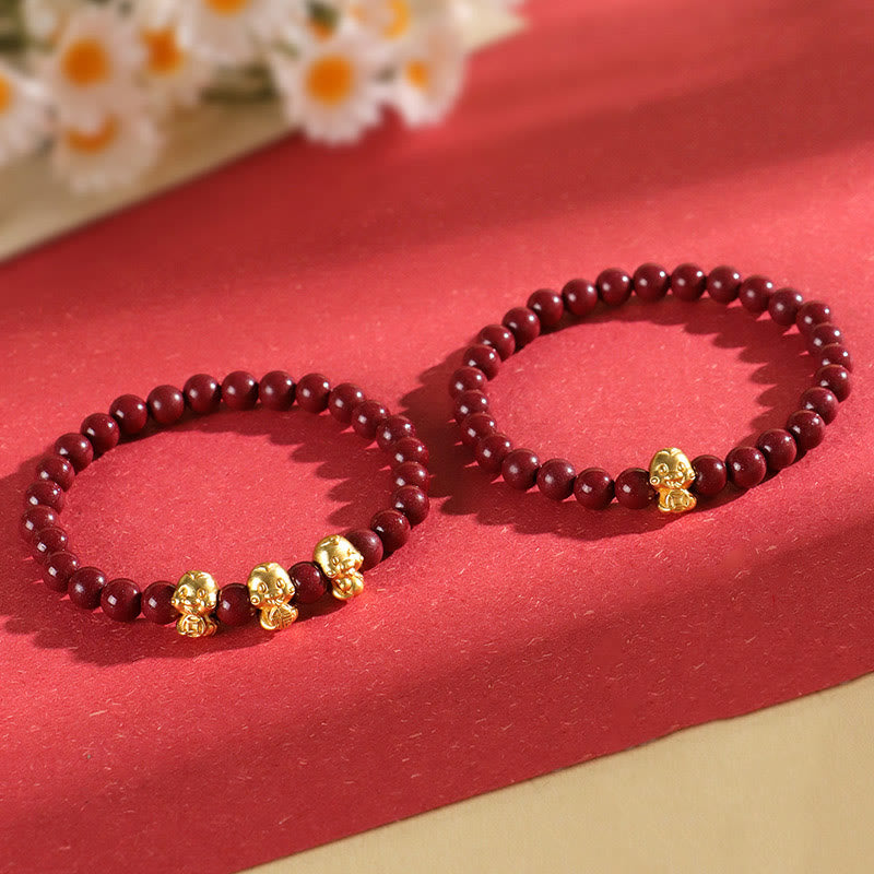 6 mm Zinnober-Armband aus Sterlingsilber „Jahr der Schlange“