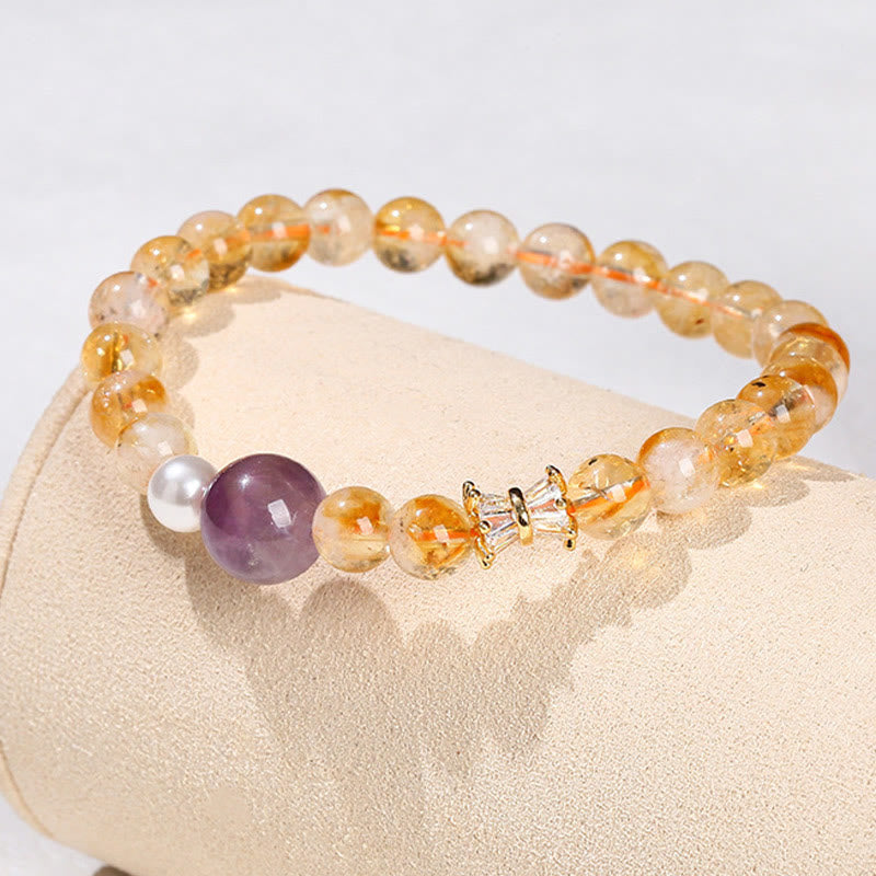 6 mm Citrin-Amethyst-Wohlstandsarmband für Damen