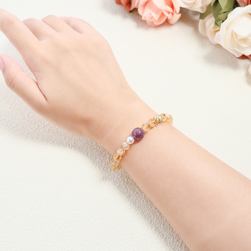 6 mm Citrin-Amethyst-Wohlstandsarmband für Damen