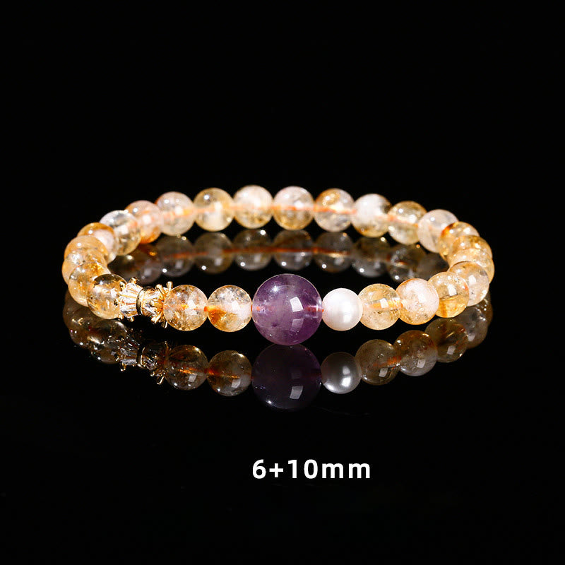 6 mm Citrin-Amethyst-Wohlstandsarmband für Damen