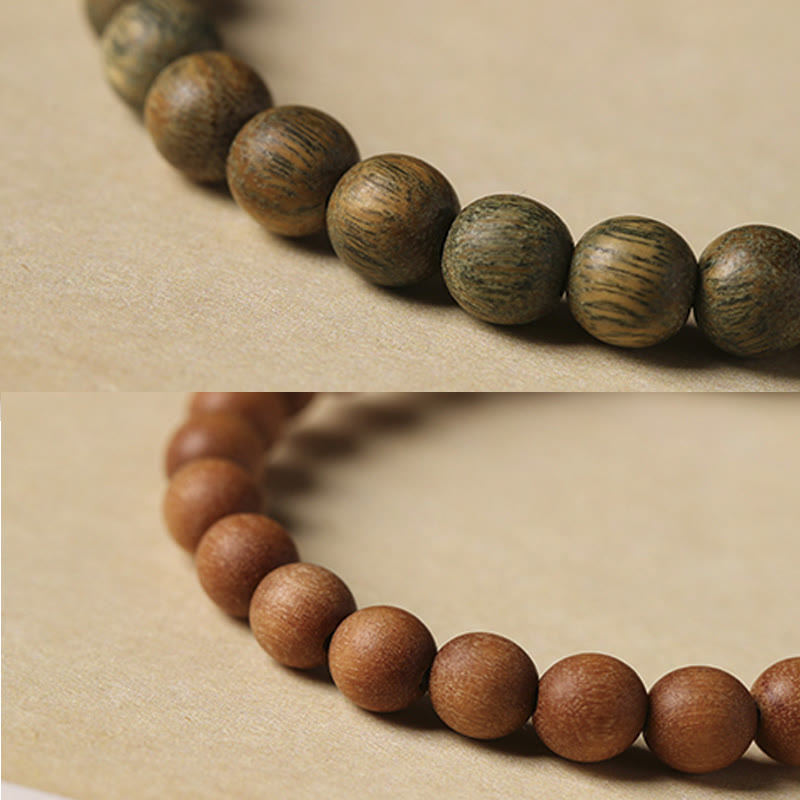 6 mm grünes Sandelholz-Armband mit positivem Kaninchen
