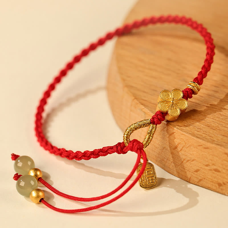 6 mm Hetian Jade Glücksbringer Pfirsichblütenarmband