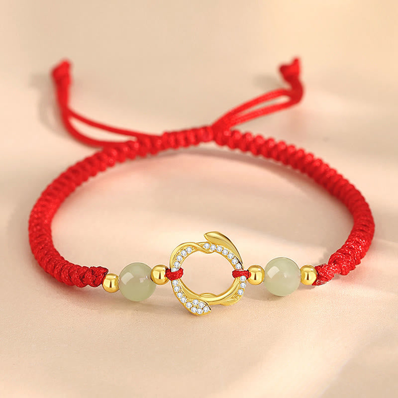 6 mm Hetian Jade Red String Schutzarmband Jahr der Schlange