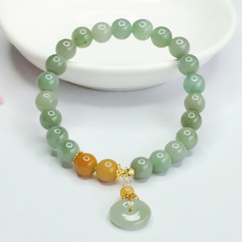 6 mm Jade-Armband mit Peace-Schnalle für Wohlstand und Überfluss