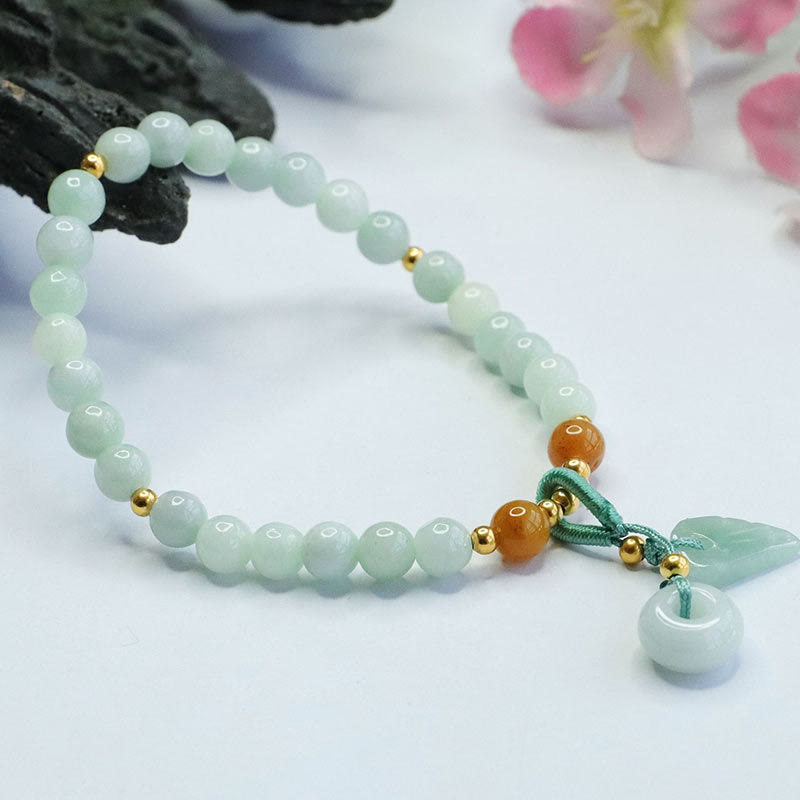 6 mm Jade-Armband mit Peace-Schnalle für Wohlstand und Überfluss
