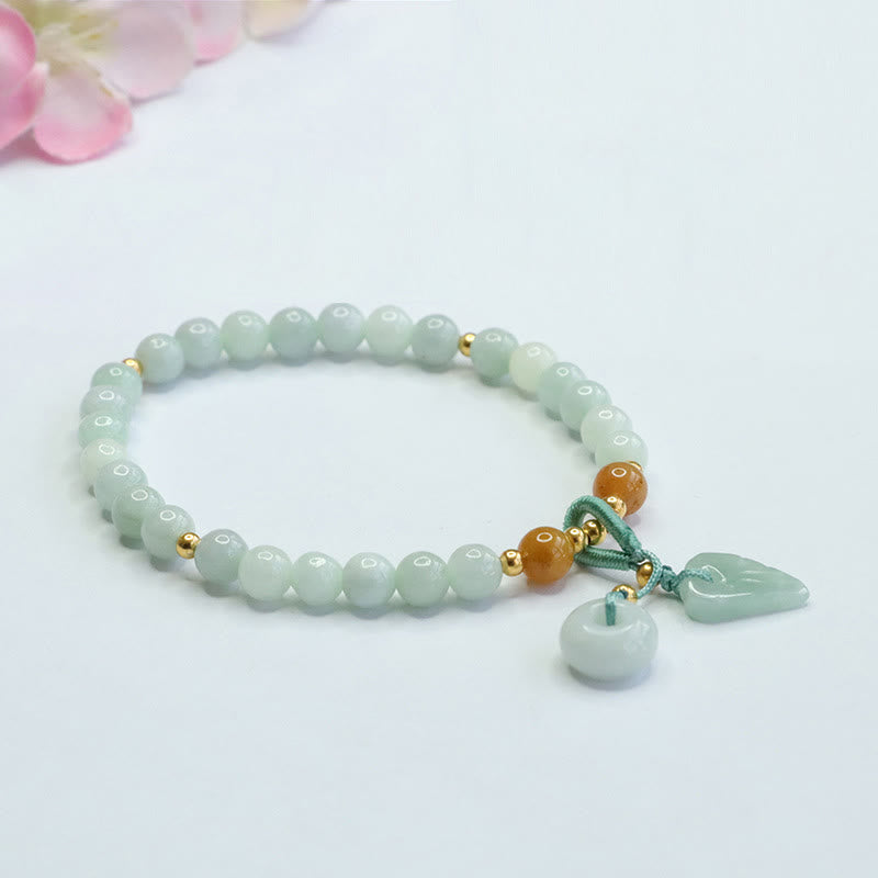 6 mm Jade-Armband mit Peace-Schnalle für Wohlstand und Überfluss