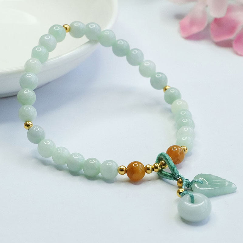 6 mm Jade-Armband mit Peace-Schnalle für Wohlstand und Überfluss