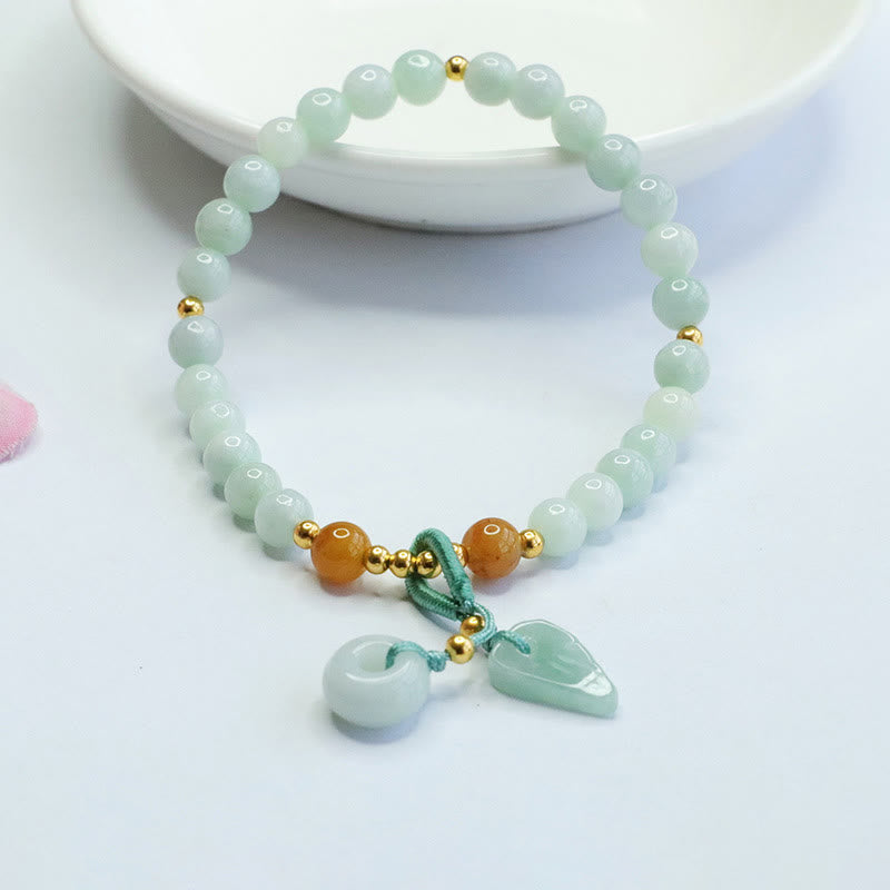 6 mm Jade-Armband mit Peace-Schnalle für Wohlstand und Überfluss