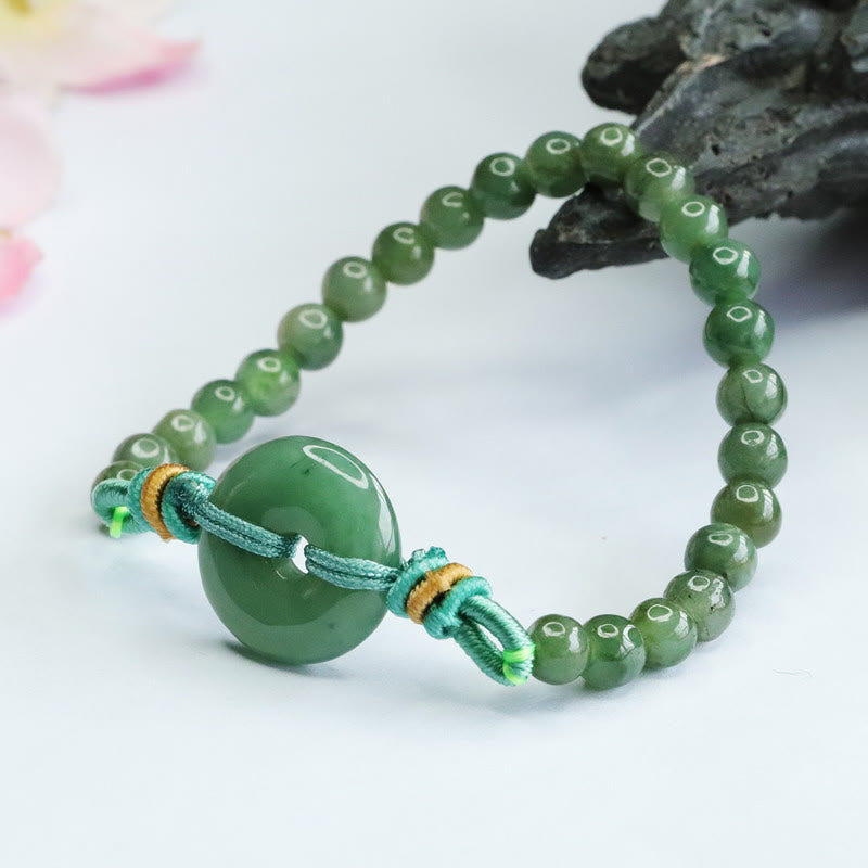6 mm Jade-Armband mit Peace-Schnalle – Wohlstand und Glück