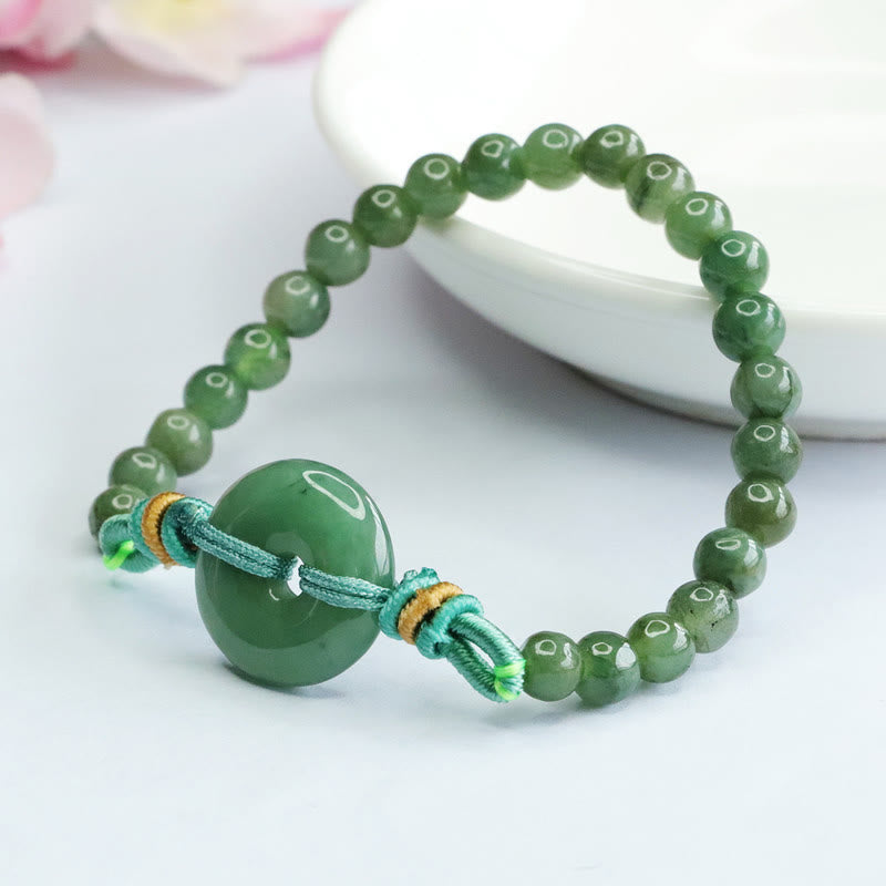 6 mm Jade-Armband mit Peace-Schnalle – Wohlstand und Glück