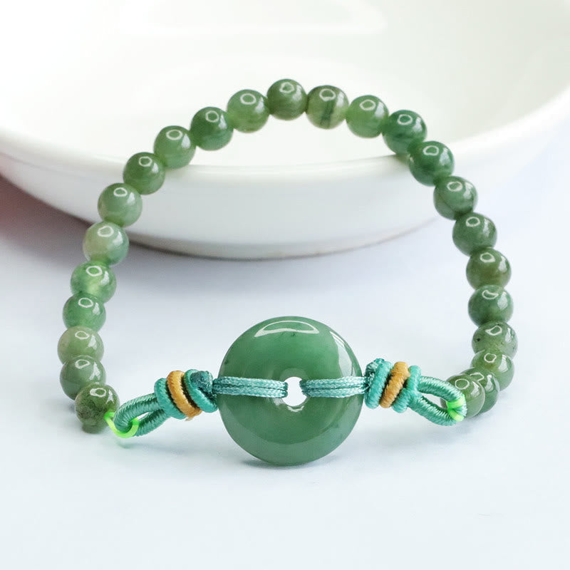 6 mm Jade-Armband mit Peace-Schnalle – Wohlstand und Glück