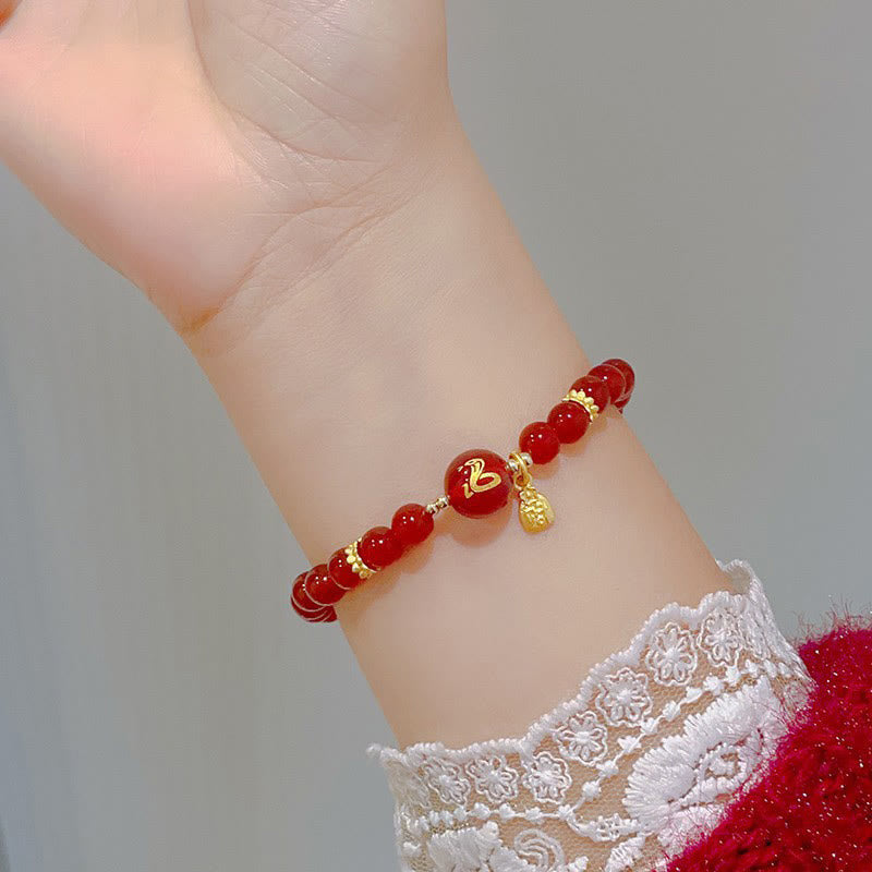 6 mm rotes Achat-Schutzarmband zum Jahr der Schlange
