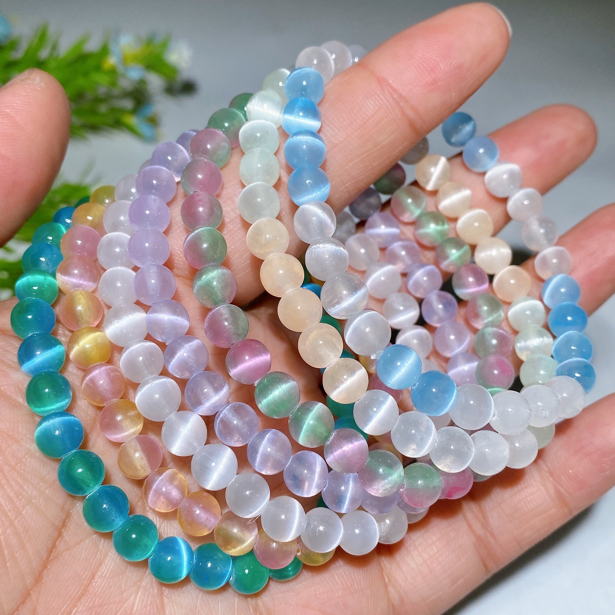 6 mm Selenit-Kristall-Heilungsarmband mit spiritueller Wirkung