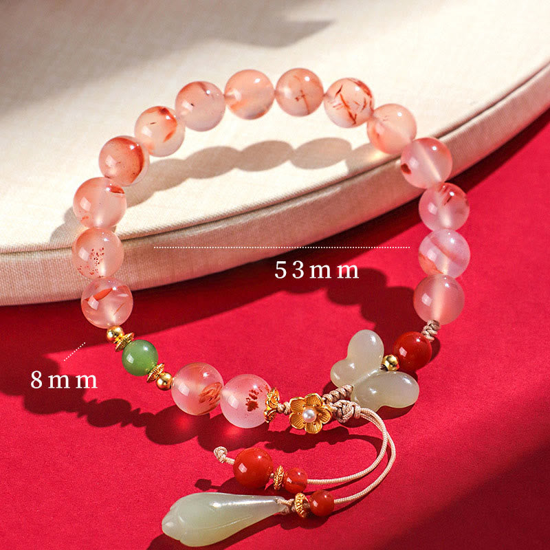 6 mm Südroter Achat & Hetian Jade Glücks- und Harmoniearmband