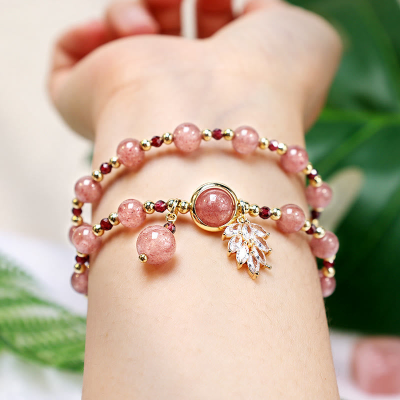 6 mm Erdbeerquarz Love Healing Doppelwickelarmband