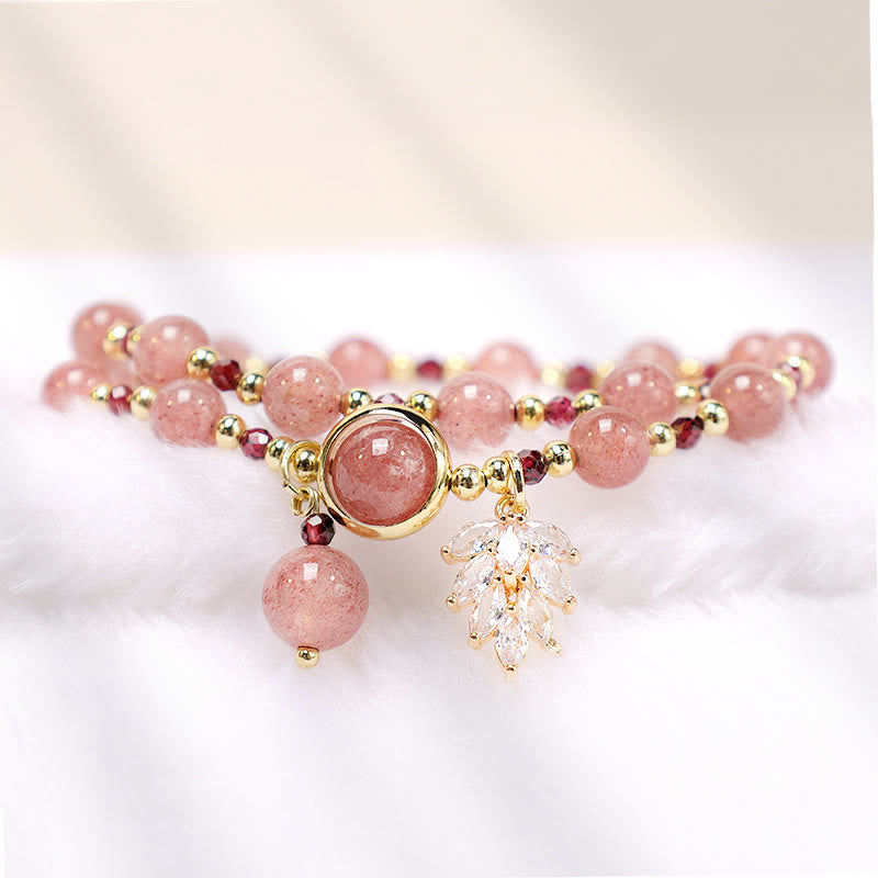 6 mm Erdbeerquarz Love Healing Doppelwickelarmband