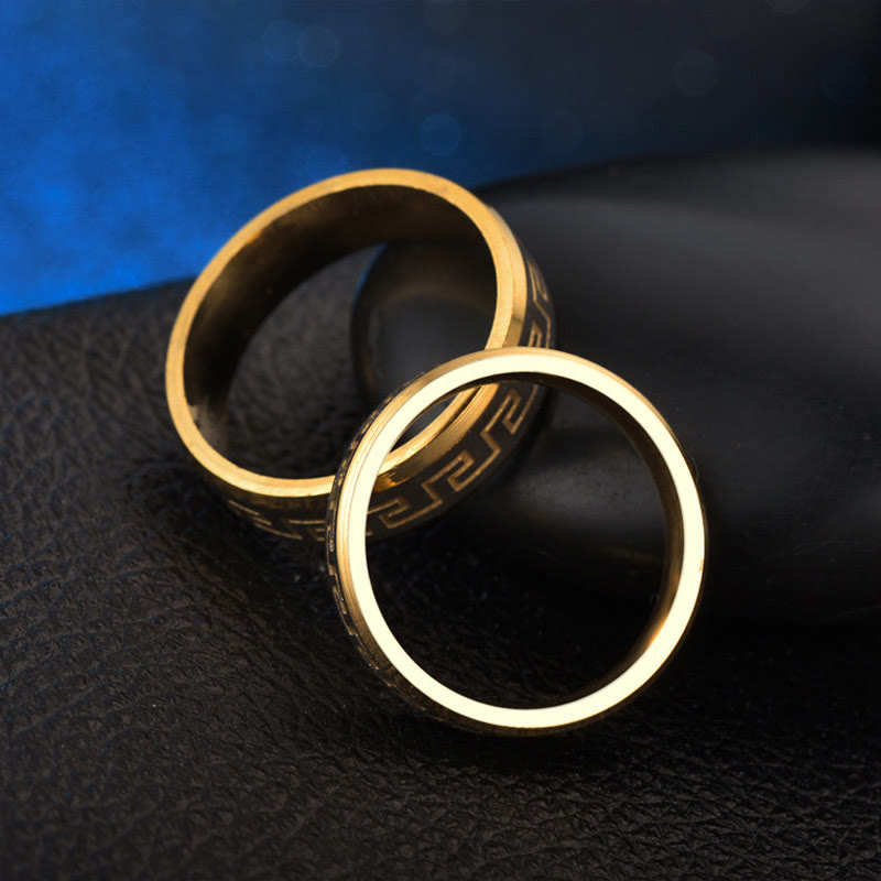 6 mm Balance-Ring aus Titanstahl mit tibetischem Great Wall-Muster