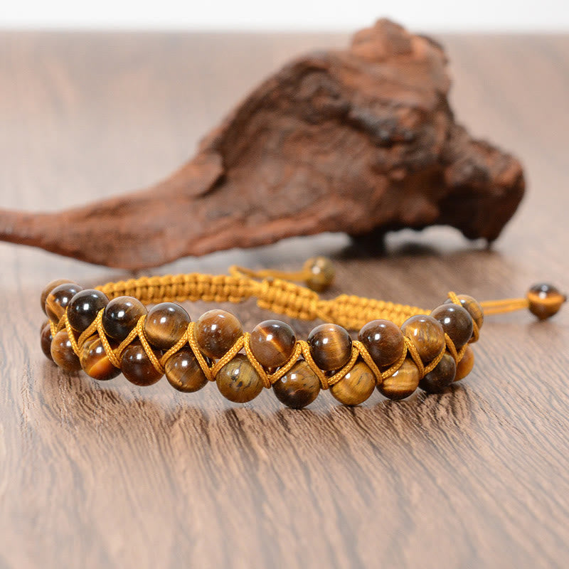 6 mm Tigerauge und Zinnober Unisex-Armband