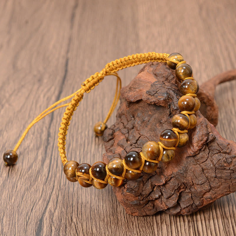 6 mm Tigerauge und Zinnober Unisex-Armband
