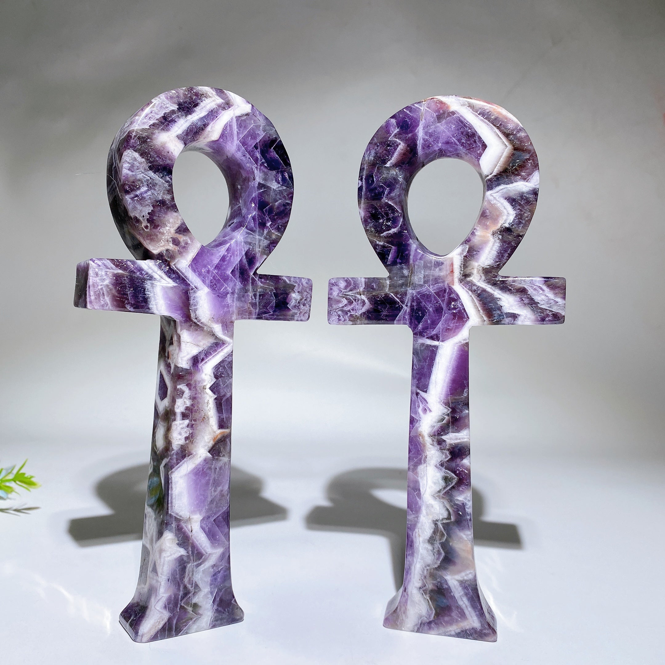 7,6 Zoll Amethyst Ankh Schnitzerei Kristall Figur Heilung