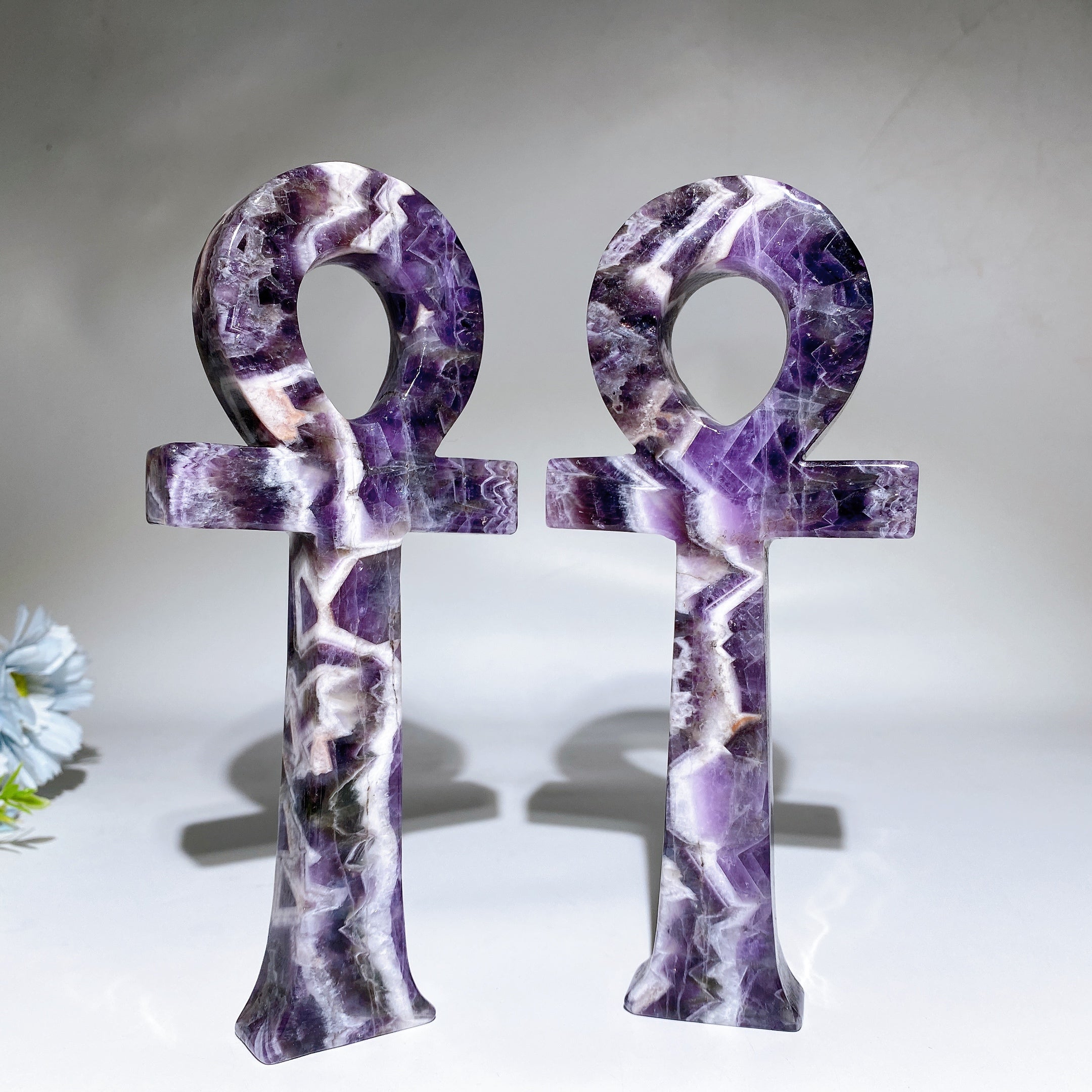 7,6 Zoll Amethyst Ankh Schnitzerei Kristall Figur Heilung