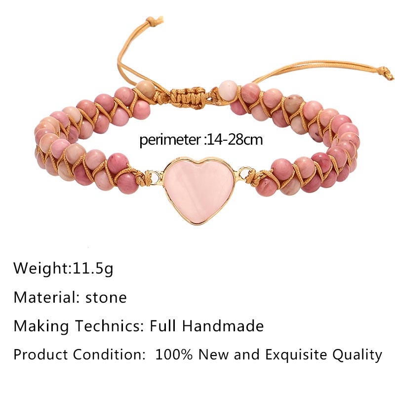 Rhodonit-Herz-Heilarmband | Liebes- und Mitgefühlsenergie