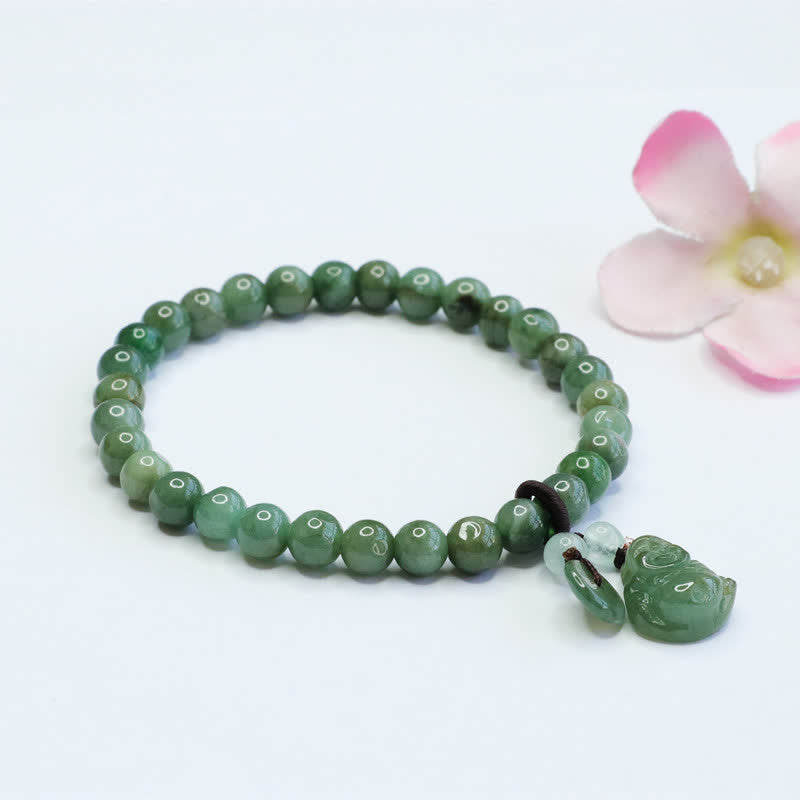 Cyan-Jade-Buddha-Armband mit lachendem Buddha-Anhänger zur Heilung