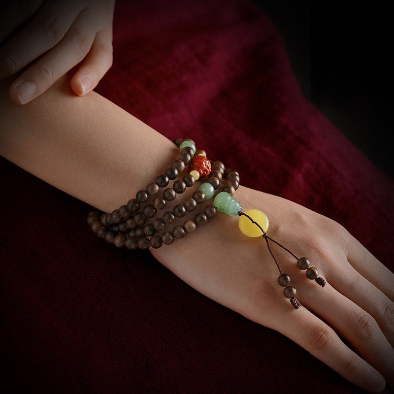 8 mm Adlerholz-Jade-Holz-Mala-Perlenarmband für Balance