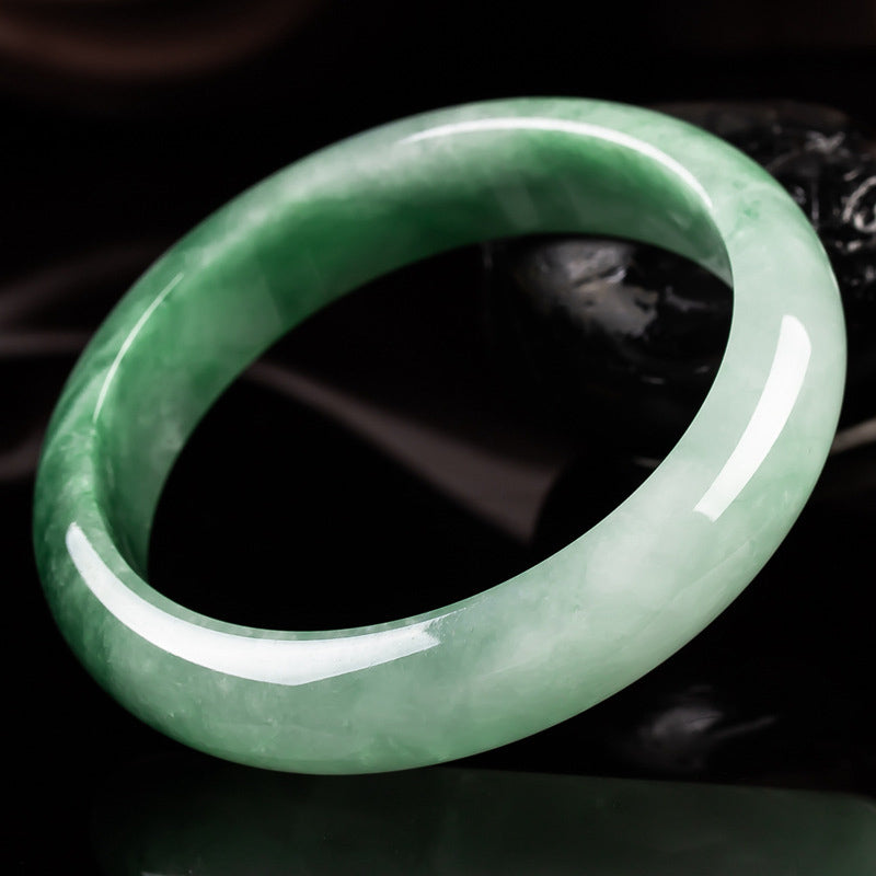 55 mm Armreif aus natürlicher Jade mit Glückssegen