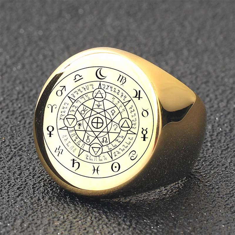 12 Constellations Zodiac Protection Ring in Titanium Steel