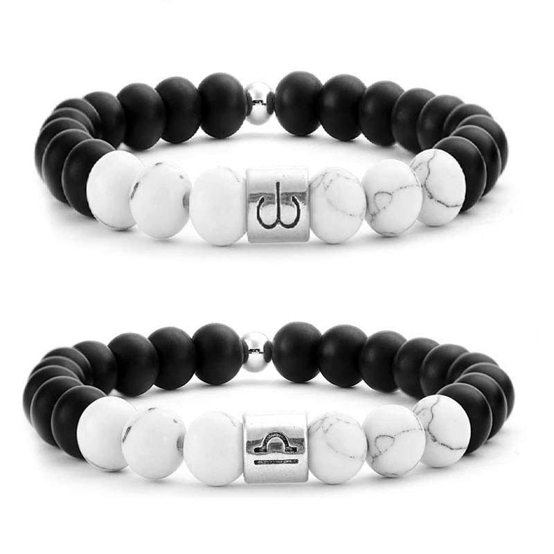 8mm White Turquoise Zodiac Bracelet for Protection & Fortune