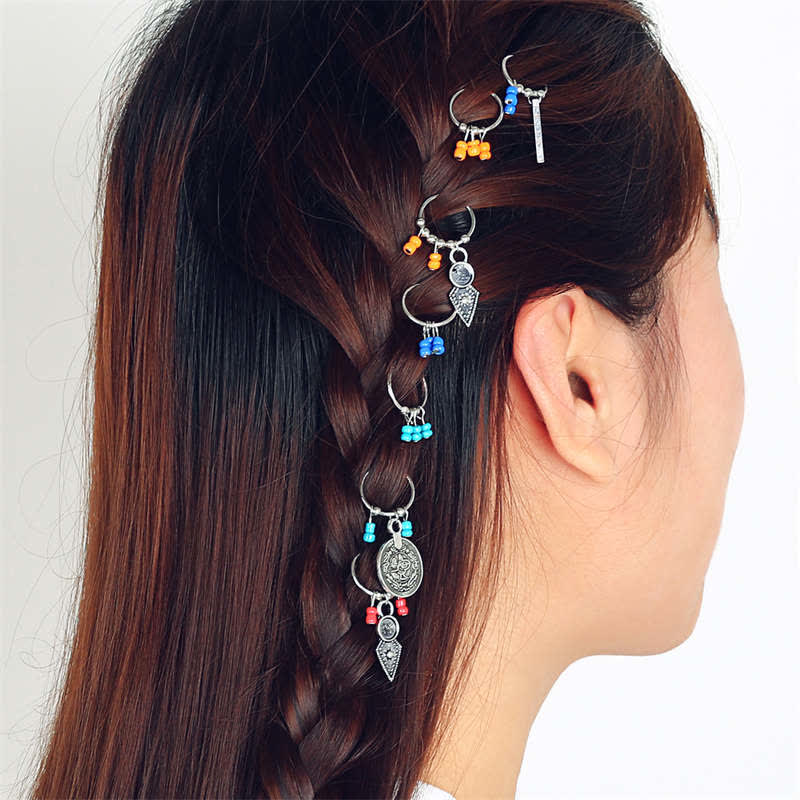 Copper Antique Leaf Coins Beads Hair Pins Decoration Set