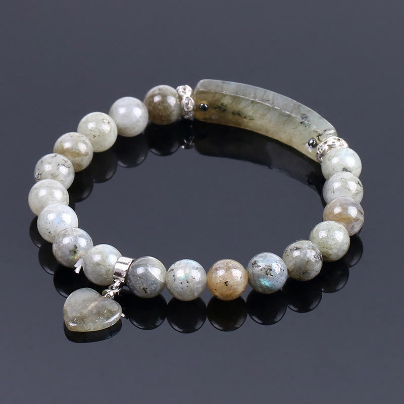 Natural Quartz Love Heart Healing Beads Bracelet 8mm