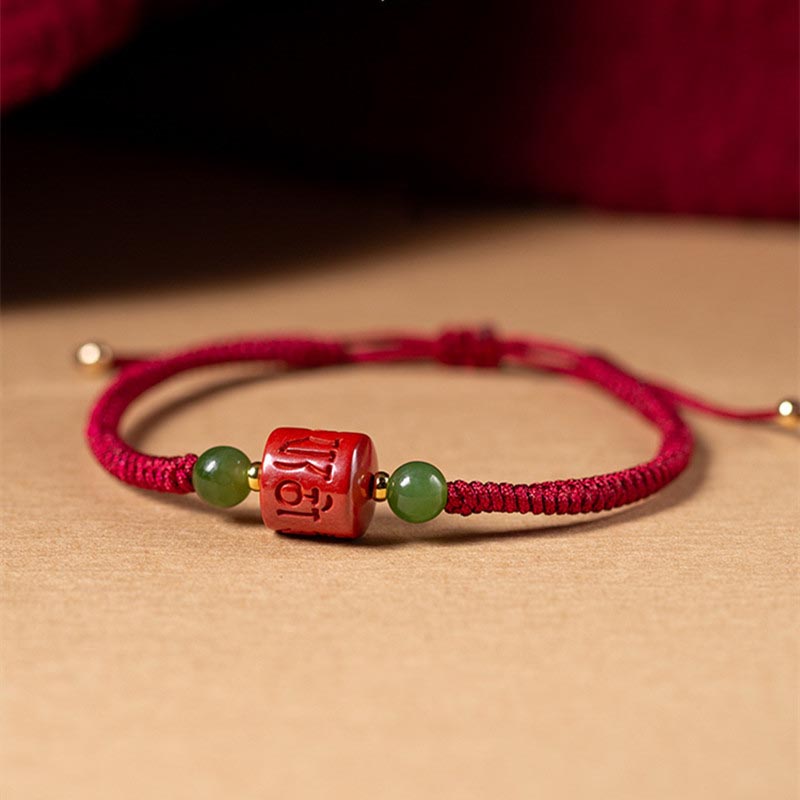 Unisex tibetisches geflochtenes Zinnoberseil-Armband Om Mani Padme Hum