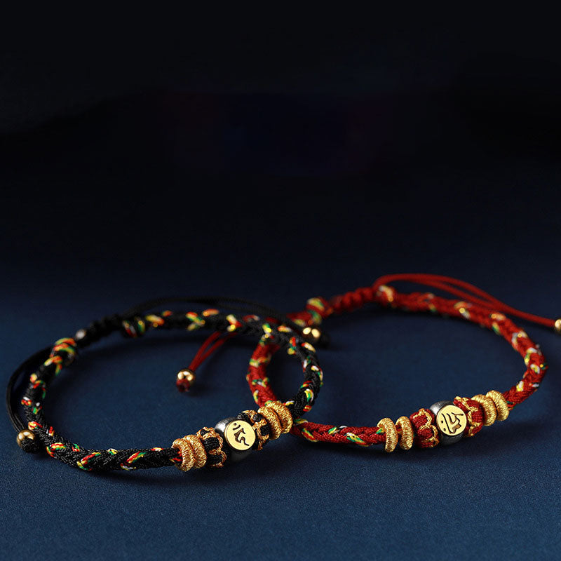 Chinesisches Sternzeichen-Armband, silberfarben, mit roter Schnur, 18–28 cm