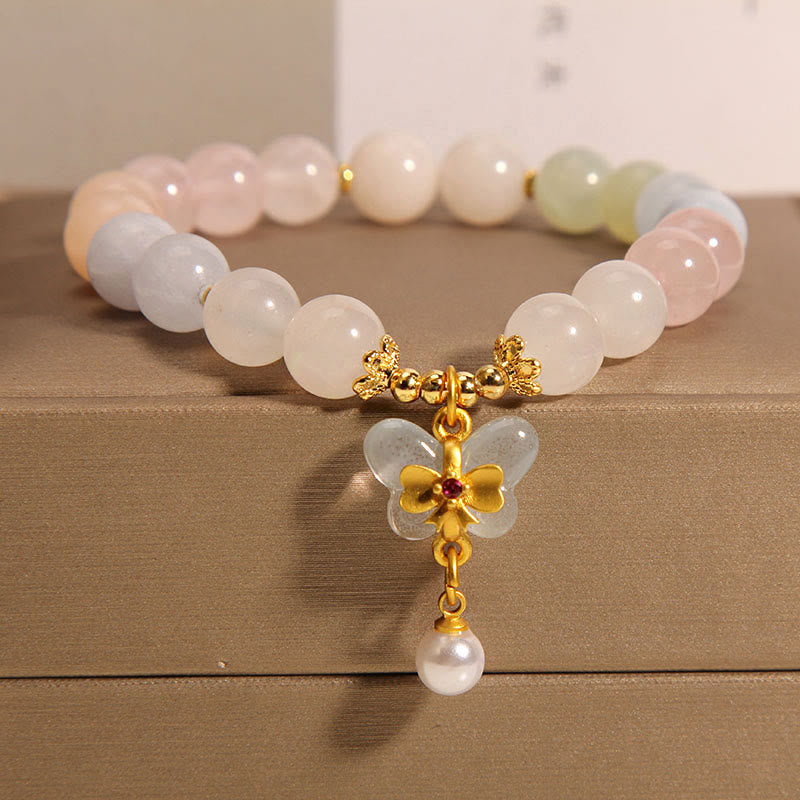 Morganite Confidence Butterfly Charm Spiritual Bracelet