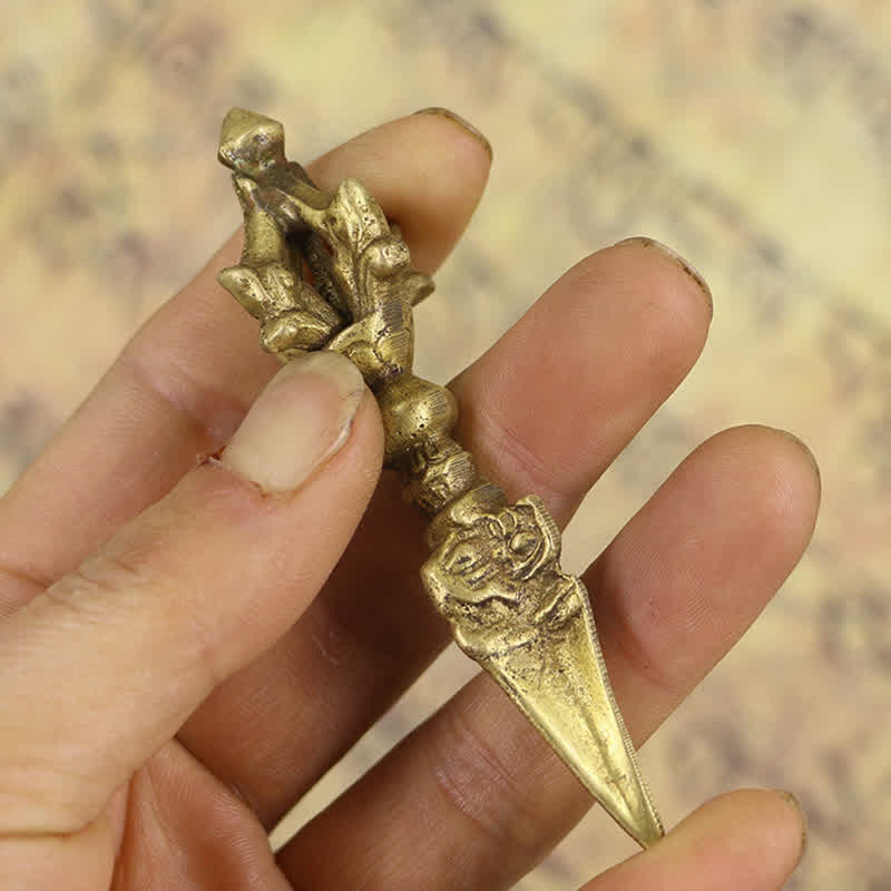 Tibetisches Kupfer Vajra Dorje Meditationsdekor 8,5 cm