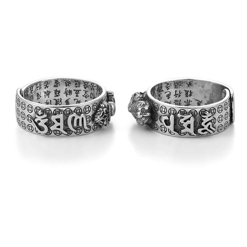 Om Mani Padme Hum Silber PiXiu Reichtum Ring 990 Sterling