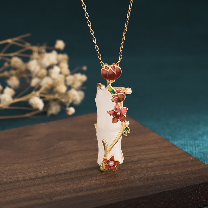 White Jade Lotus Pendant 45cm Protection Necklace