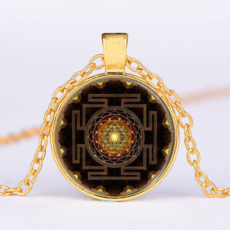 Heilige Sri Yantra Zeit Edelstein Spirituelle Halskette