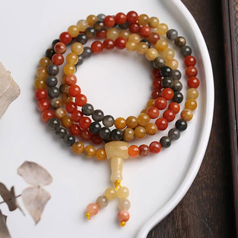 6mm Red Agate 108 Bead Mala Protection Bracelet