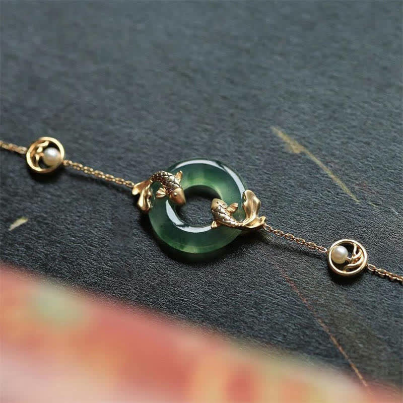 Cyan Jade Koi Fisch Heilung Harmonie Armband