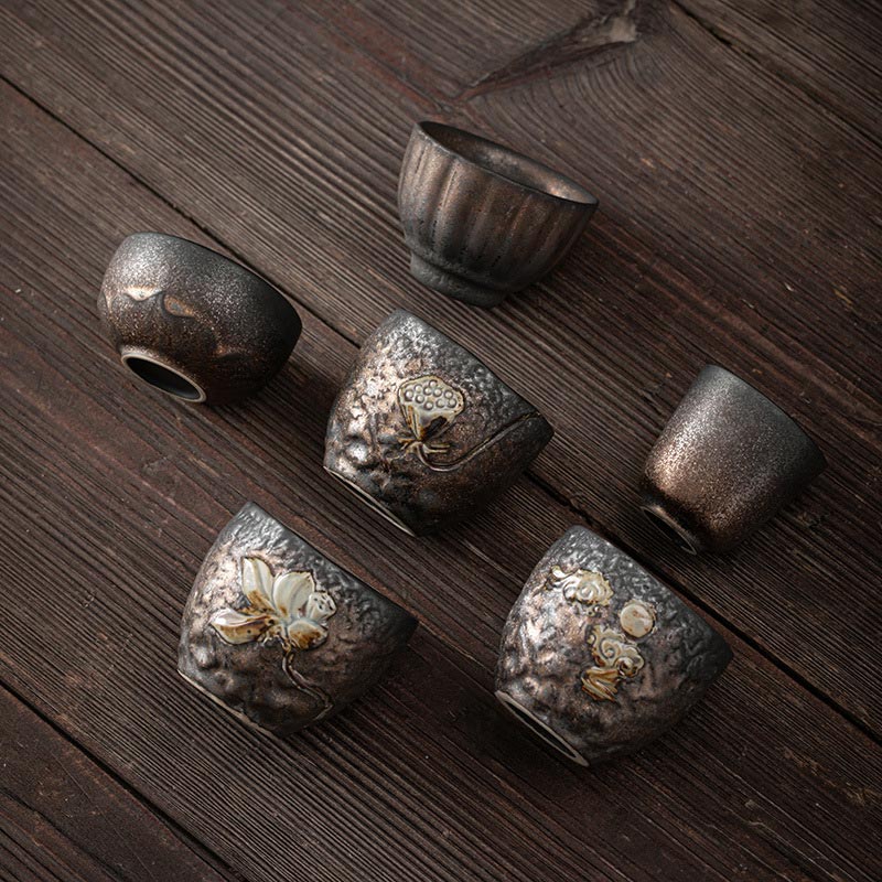 Lotusblatt-Blumen-Keramik-Kung-Fu-Teetasse, 110 ml