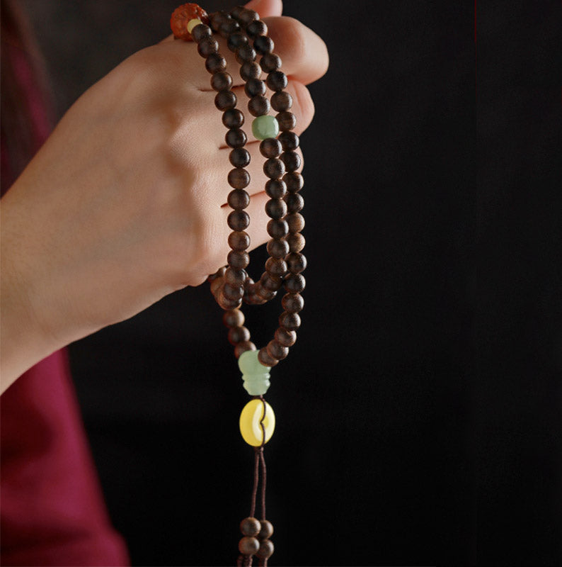 8 mm Adlerholz-Jade-Holz-Mala-Perlenarmband für Balance