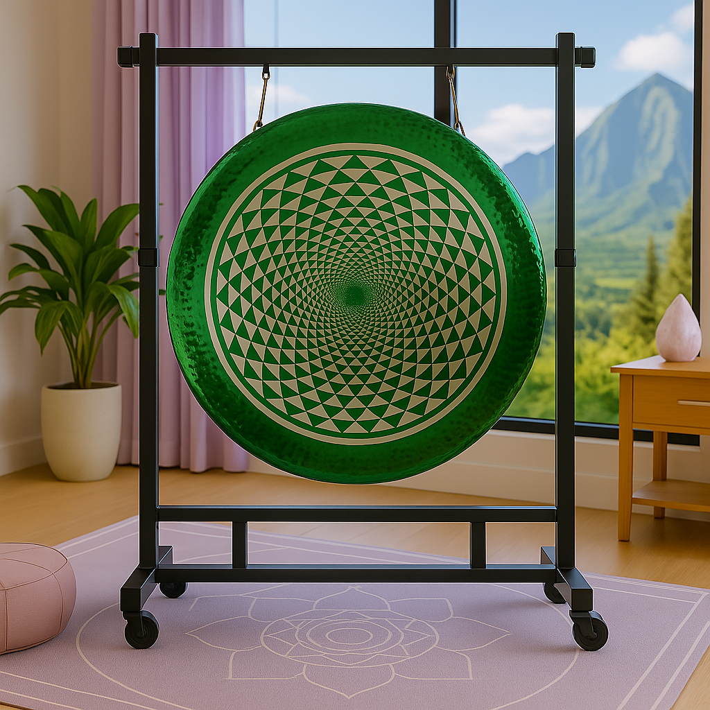 Grünes Geometrie-Gong-Instrument zur Klangheilung