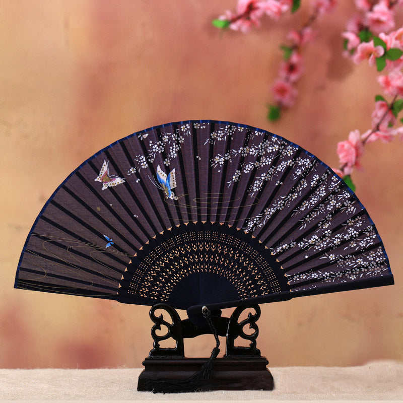 21cm Bamboo Hand Fan | Cherry Blossom Butterfly Design