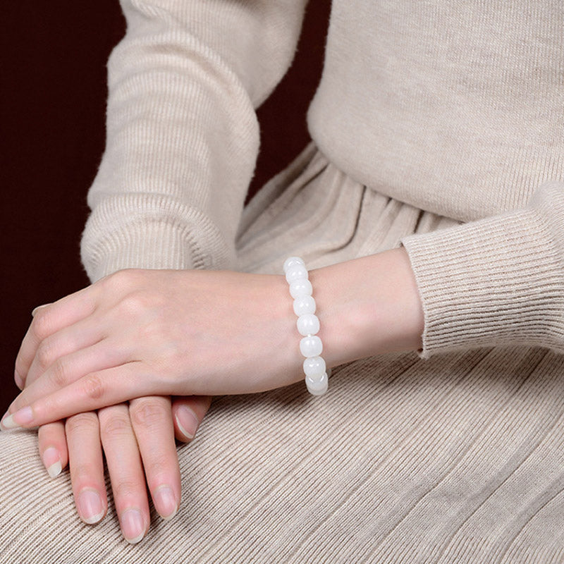 8 mm weißes Jade-Schutzarmband für Glück und Erfolg