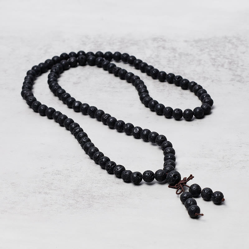 108 Bead Lava Rock Gemstone Mala Necklace & Bracelet